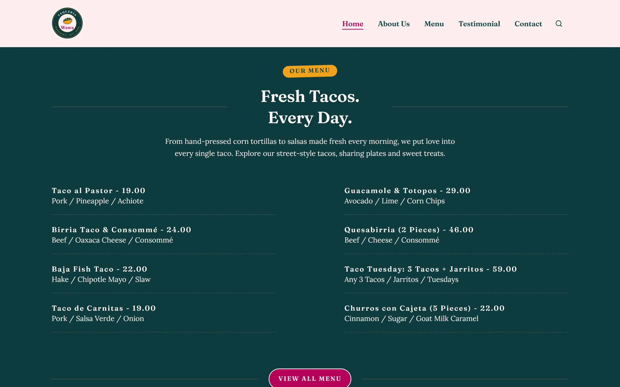 Taquería Wawa (Portfolio piece)