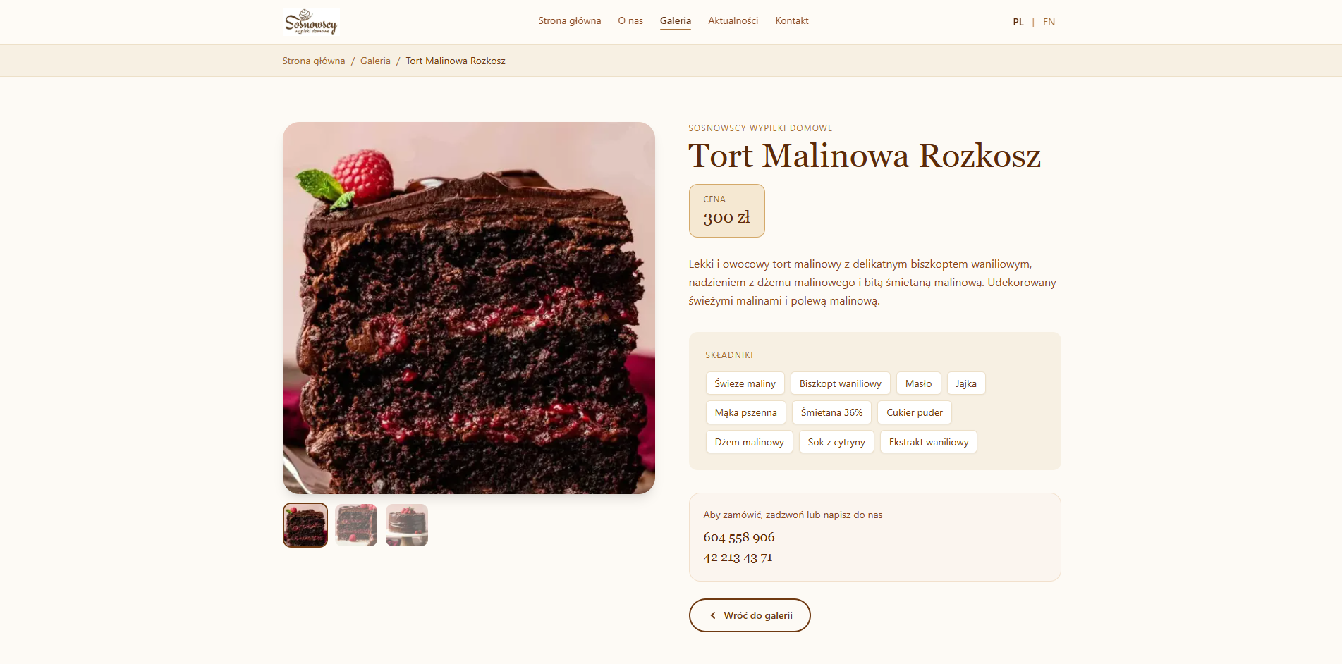 Sosnowscy Wypieki Domowe — Bilingual Patisserie Website & Custom CMS